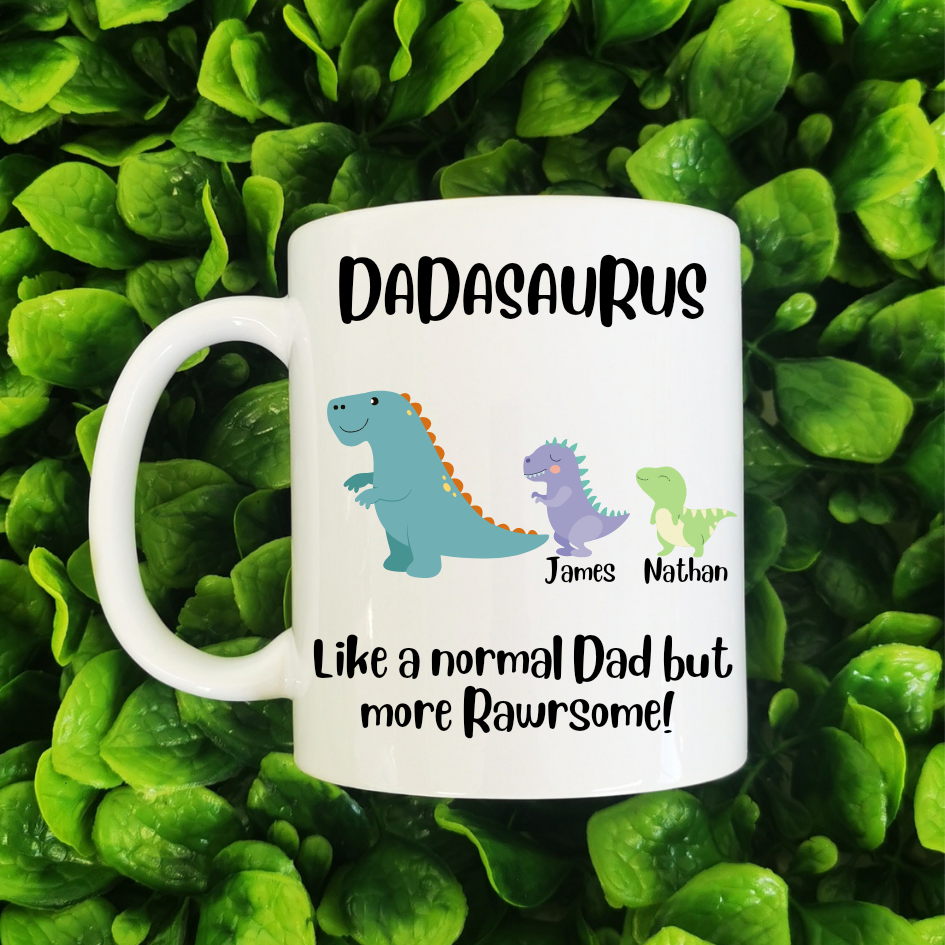 Dad And Daughter Dadasaurus Funny Personalized Mug - Vista Stars